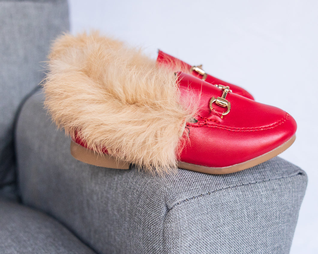 Rich chic furry shoes-red