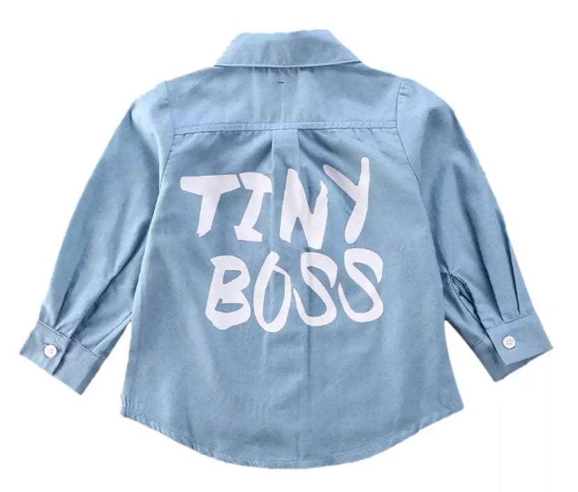 Tiny boss shirt dress- white